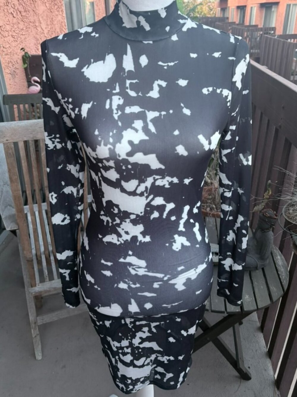 NWT Black & White Sheer Body-con Stretch Dress Size S